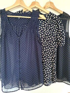 Navy Flowy Blouses Bundle - Size M